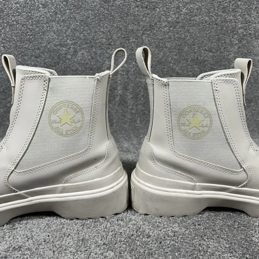 Converse A08395C All Star Kids Size 5 Beige Chelsea Lugged High Top Boots Used